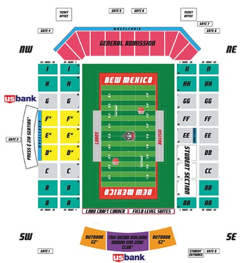 University Of New Mexico Football Stadium Seating Chart