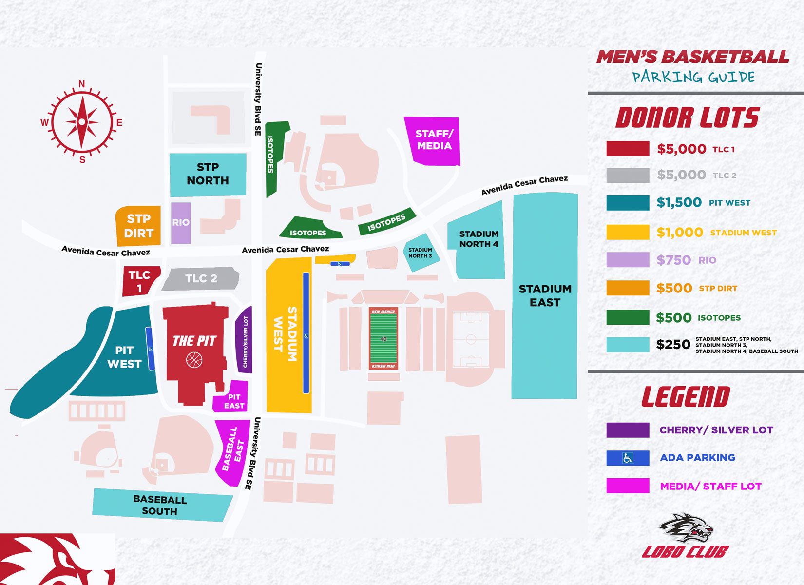 Men's Basketball Parking Map